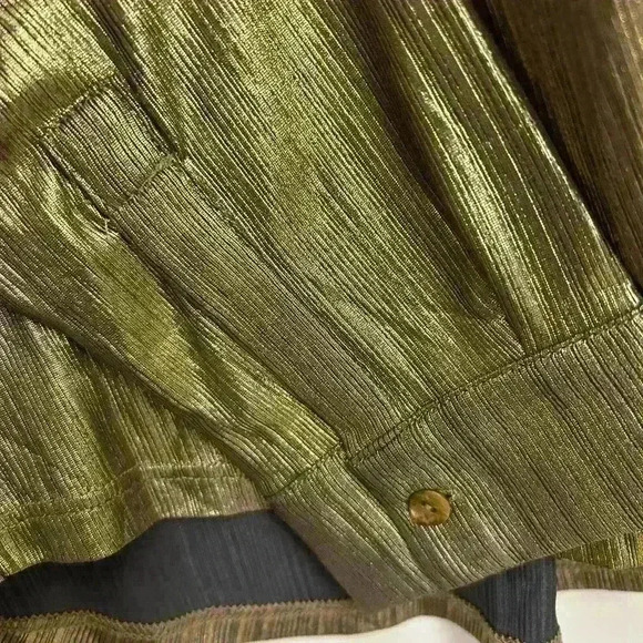 Rachel Zoe Metallic Gold Button Down Shirt Long Sleeve Women's Size S NWT - Picture 6 of 6